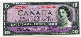 Canada - 1954 Bank Of Canada $10 Dollars P79b Banknote Xf,  /aunc