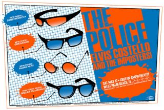 The Police Concert Poster W/ Elvis Costello And The Imposters 2008 Orange Var.