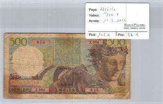 Billet AlgÉrie - 500 Francs 15 - 2 - 1956