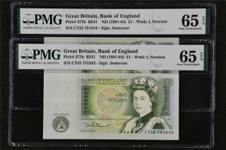 1981 - 84 Great Britain Bank Of England 1 Pound Pick 377b Pmg 65 Epq Gem Unc 2p