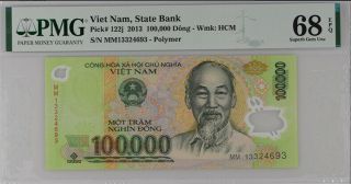 Vietnam 100,  000 100000 Dong 2013 P 122j Polymer Gem Unc Pmg 68 Epq