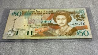 2000 Eastern Caribbean $50 Dollars Currency Banknote - St Kitts
