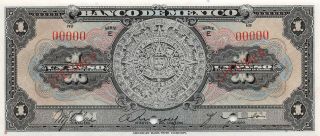 México 1 Peso Nd.  1936 P 28d Series E Specimen Uncirculated Banknote