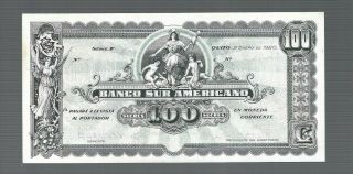 Ecuador Banco Sur Americano 100 Sucres 1920 Unc.