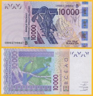 West African States 10000 (10,  000) Francs Benin (b) P - 218b 2018 Unc Banknote