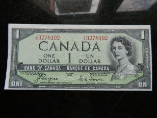 1954 Bank Of Canada $1 One Dollar B/a 3278192 Devil 