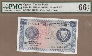 Cyprus: 250 Mils Banknote,  (unc Pmg66),  P - 41c,  01.  08.  1976,