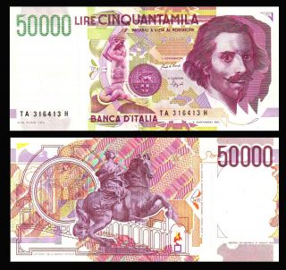Italy,  50,  000 (50000) Lire D.  1992,  P - 116c Xf Gian Lorenzo Bernini