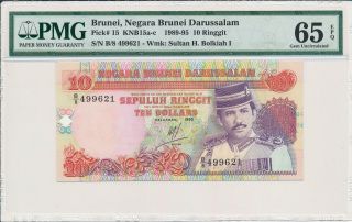 Negara Brunei Darussalam Brunei 10 Ringgit 1992 Pmg 65epq