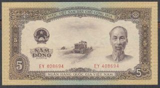 North Vietnam 5 Dong Banknote P - 73 Nd 1958 Unc