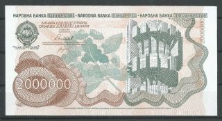 Yugoslavia 2000000 Dinara 1989 Year UNC Banknote Zero serial number 2