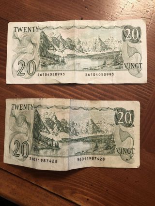 1979 - Canada $20 bills - 2 Canadian twenty dollar notes 2