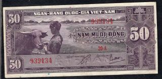 50 Dong From Vietnam 1956 Crispy Fine