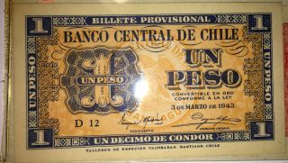 Chile (2) 1943 Un Peso D Banco Central De Chile