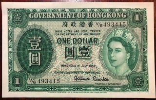 Hong Kong - Queen Elizabeth Ii - One Dollar 1952 - Gem Crisp Uncirculated