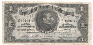 Uruguay 1 Peso 1914 P - 9 Rare