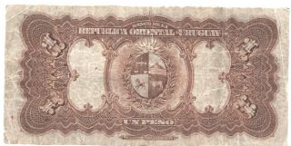 Uruguay 1 Peso 1914 P - 9 Rare 2