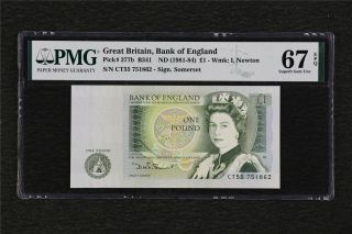 1981 - 84 Great Britain Bank Of England 1 Pound Pick 377b Pmg 67 Epq Gem Unc