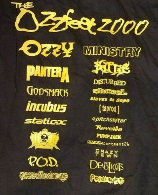 Ozzy Osbourne Ozzfest Concert T Shirt Tour 2000