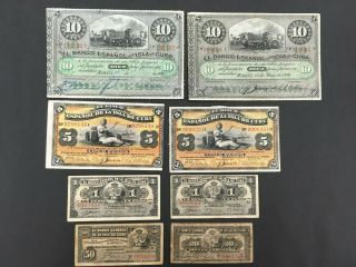 Banco Nacional (8 Notes) 1896 1,  5,  10 Pesos 20,  50 Centavos