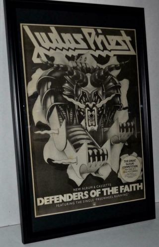 Judas Priest 1984 Defenders Of The Faith Promotional Framed Poster / Ad