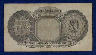 1953 Bahamas One Pound Currency Banknote 2
