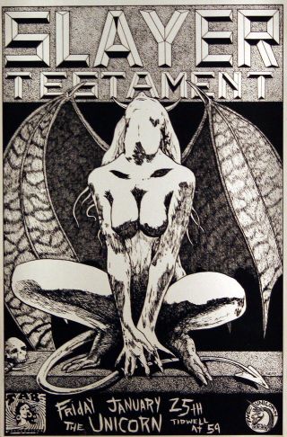 Slayer & Testament 1991 Houston,  Tx Concert Poster By Frank Kozik