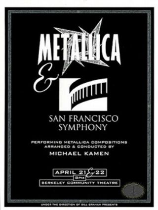 Metallica San Francisco Symphony 1999 S&m Concert Program Michael Kamen