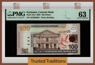 Tt Pk 161a 2004 Suriname Centrale Bank 100 Dollars Pmg 63 Uncirculated