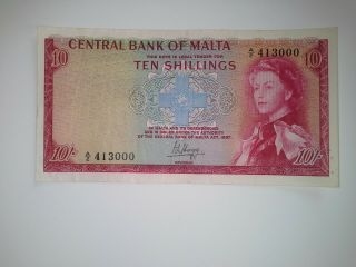 Malta 10 Shillings,  P - 28,  (1968)