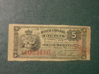 Banco De Espanol Banknote 5 Centavos 1812