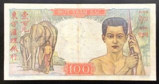 FRENCH INDOCHINA 100 PIASTRE P.  82 (1947 - 1954) old Lao Text 2