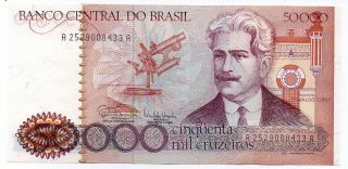 Brazil: 50000 Cruzeiros P.  204,  Aa,  Unc,  Scarce