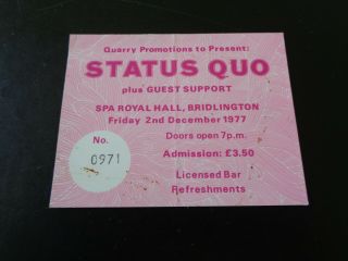Status Quo Uk Concert Ticket Bridlington Spa Uk 2nd December 1977