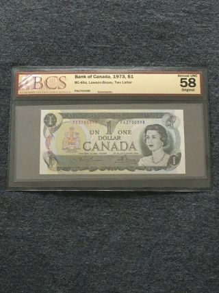 1973 $1 Bank Of Canada Banknote Lawson - Bouey,  Two Letter Pa Low Quantity Printed