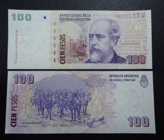 Argentina Banknote 100 Pesos,  Pick 357 Unc 2012 - Series U