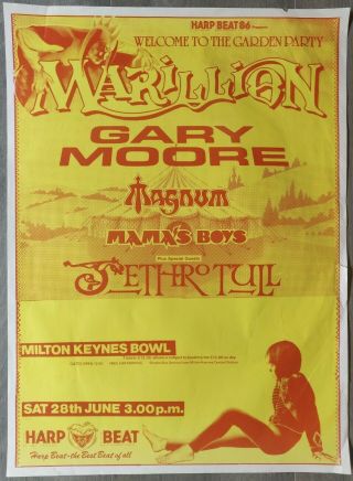 Marillion Poster From Milton Keynes,  1986 - Gary Moore,  Jethro Tull,  Magnum,  1