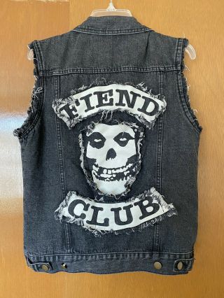 Misfits Fiend Club Denim Vest Horror Punk Hot Topic Biker Danzig Size Small