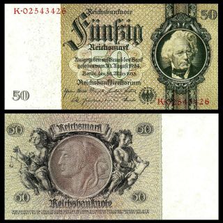 Germany 1924 - 1933 50 Reichsmark P 182b Nazi Era Currency Note Xf,