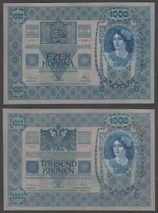 (b41) Austria 1000 Kronen 1902 (xf - Au) Crisp Banknote P - 8