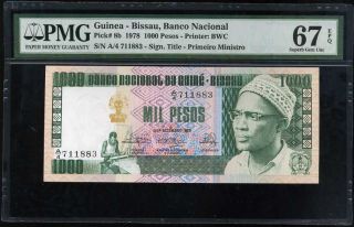 Guinea Bissau 1000 1,  000 Pesos 1978 P 8 Gem Unc Pmg 67 Epq High