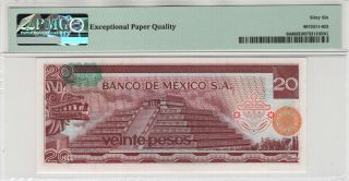 1977 20 PESOS BANCO DE MEXICO PICK 64D PMG GEM UNC 66 EPQ (535) 2