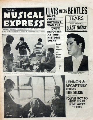 Nme 3 Sept 1965.  The Beatles Meet Elvis Front Cover.  Rolling Stones