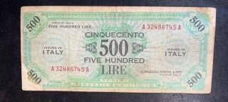 Italy 500 Lire Series Of 1943 A Series Circulated Banknote