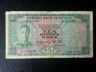 Ceylon Sri Lanka 1 X 10 Rupee Banknote - 1951