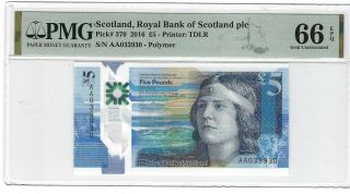 P - 370 2016 5 Pounds,  Royal Bank Of Scotland Plc,  Pmg 66epq Gem,