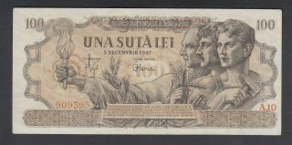Romania 100 Lei 1947 Xf P.  67,  Banknote,  Circulated