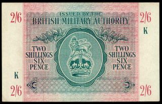 British Military Authority 2 Shillings 6 Pence P - M3 Xf 1943 P M3 Rare Banknote