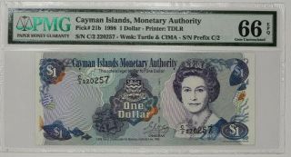 1998 Cayman Islands Monetary Authority 1 Dollar Pmg 66 Gem Unc Pick 21b (049)