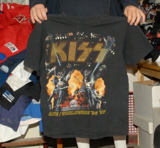 Kiss 1996 1997 World Tour T Shirt Hottest Band 24 " Pit To Pit 25 " Tall Vintage
